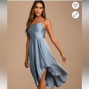 Lulu's Blue Asymmetrical High-Low Cocktail Dress